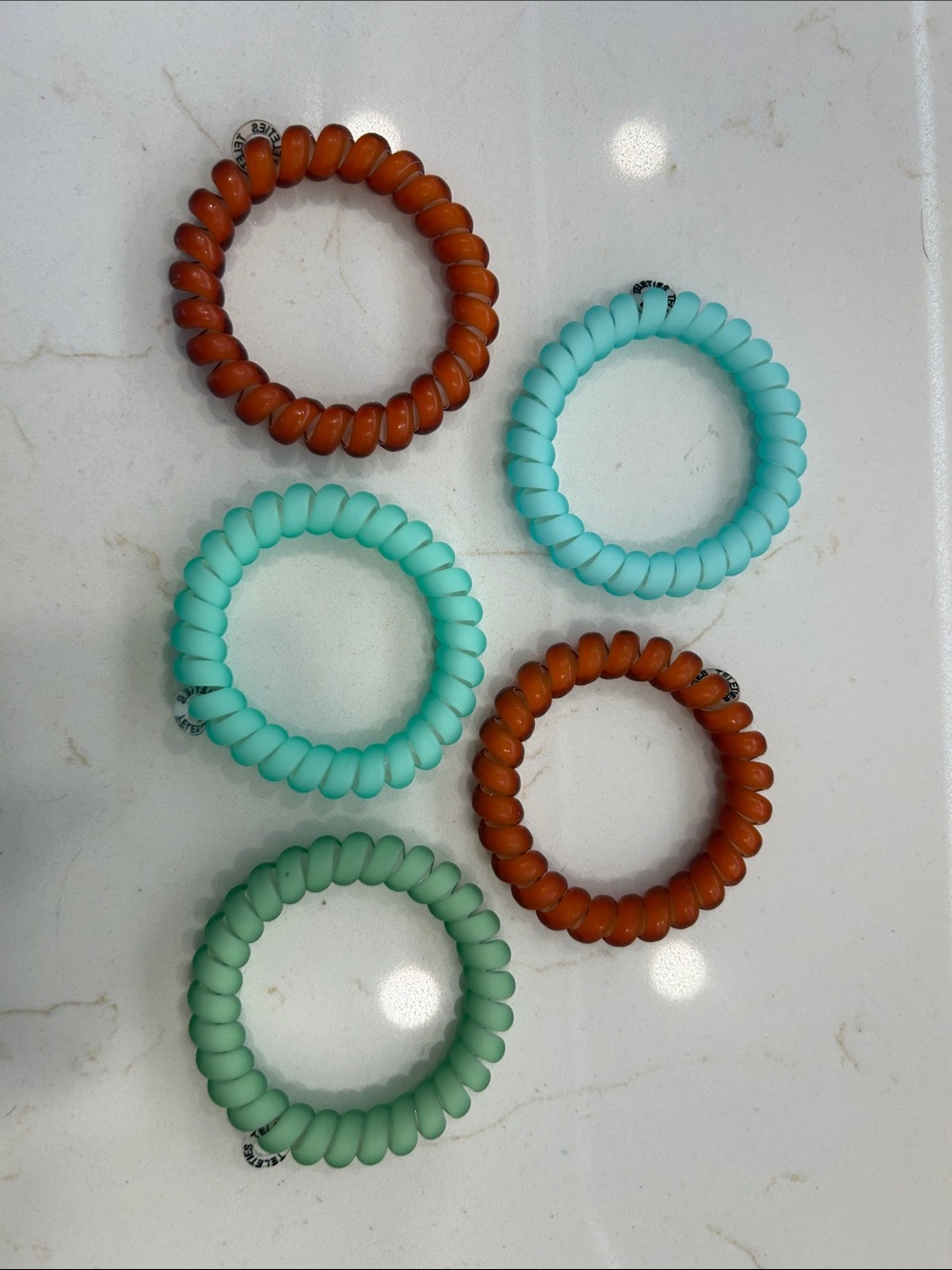 *NWOT* Teleties Large - Set of 5 - Mint, Turquoise & Burnt Orange
